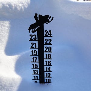 Snowmobile Metal Snow Gauge | Yard Snow Depth Ruler