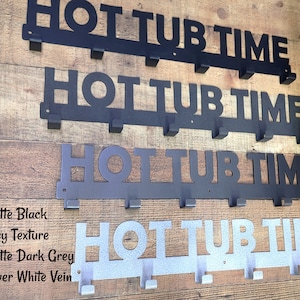 Hot Tub Time Towel Hooks | Bathing Suit, Swimsuit Wall Hanger | Spa Jacuzzi Accessories | Outdoor Organizer | Birthday Housewarming Gift image 2