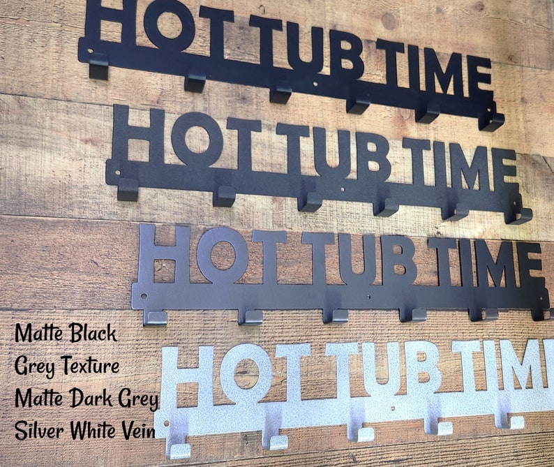 Hot Tub Time Towel Hooks | Bathing Suit, Swimsuit Wall Hanger | Spa Jacuzzi Accessories | Outdoor Organizer | Birthday Housewarming Gift image 2