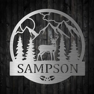 Deer/Bear/Elk/Moose Metal Monograms | Family Name | Personalized Sign