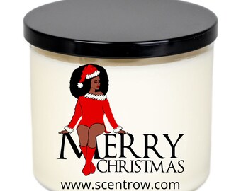 Merry Christmas Elf | Scented Candle | 3 Wick | 20 oz | Novelty Gift| Gift For Her | Gift for him | Self Care| Black candle | Holiday |