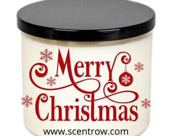 Merry Christmas | Scented Candle | 3 Wick | 20 oz | Novelty | Gift For Her | Gift for him | Self Care| Black candle | Holiday | Christmas