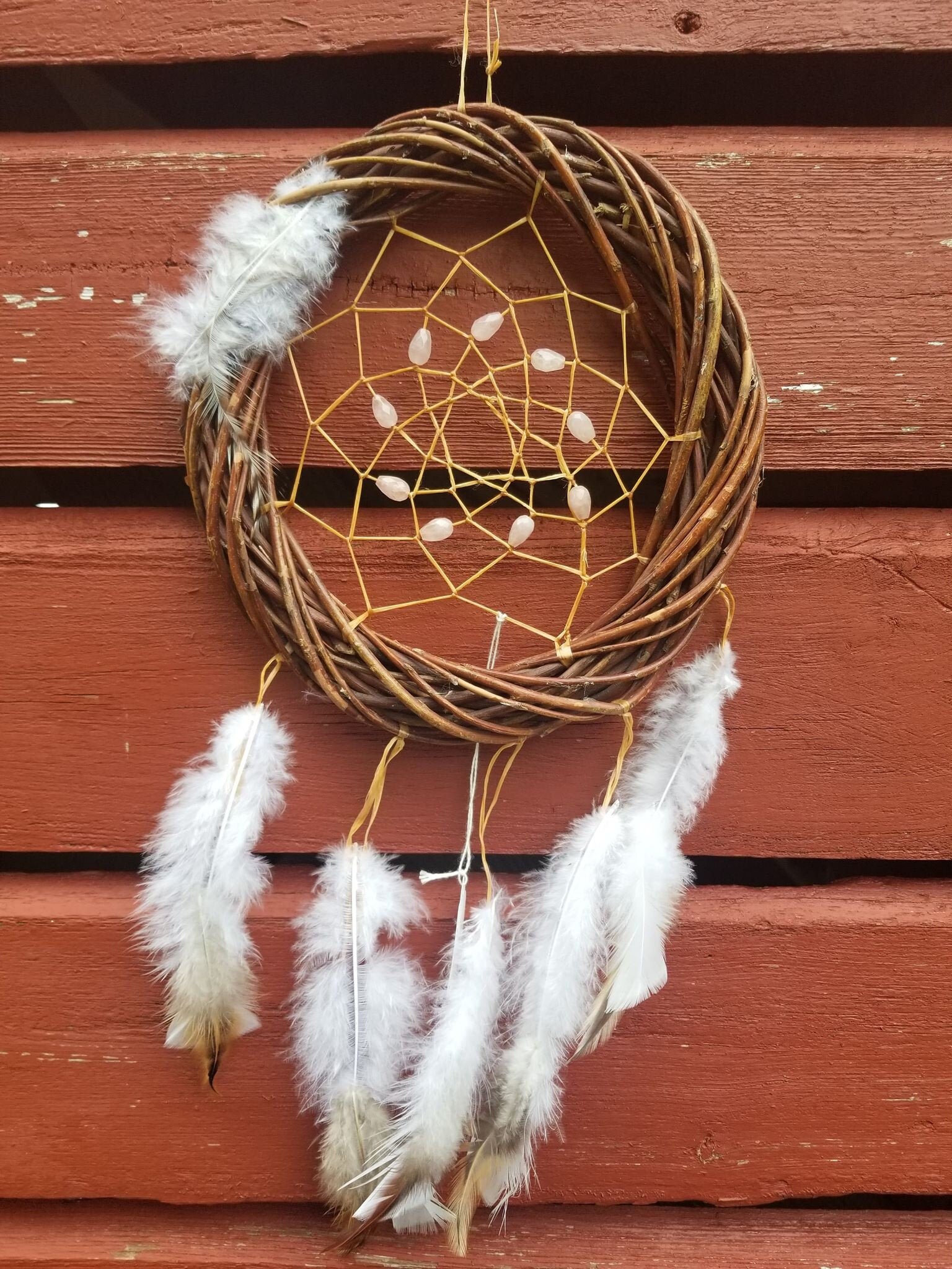 DreamCatcher tradicional de 10 pulgadas con cuarzo rosa | Etsy