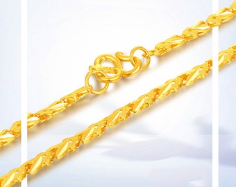 24k Solid Gold Chain - Etsy Australia
