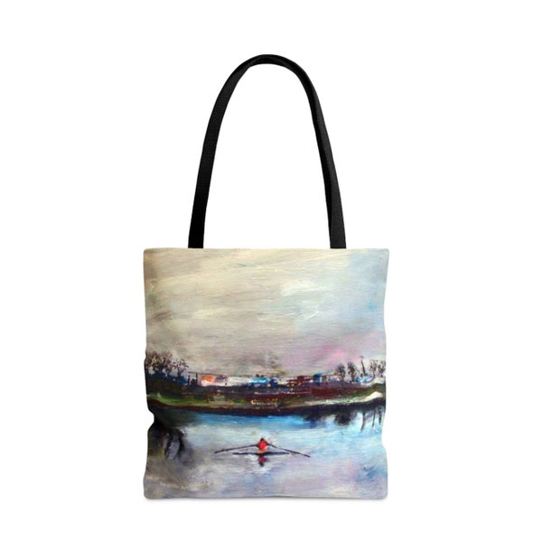 Personalized Rowing Tote Bag Crew Gift Tote Rower Birthday Gift Vintage Rowing Art Painting Rower Bag Crew Theme Christmas Sculler Gift