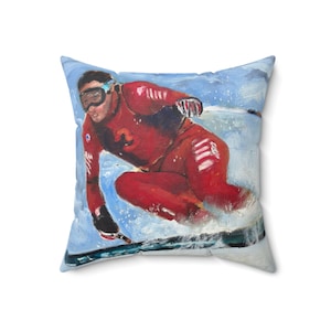 Ski Pillow  Ski Cabin Decor  Winter Cabin Decor  Ski Lodge Decor  Polyester Square Pillow