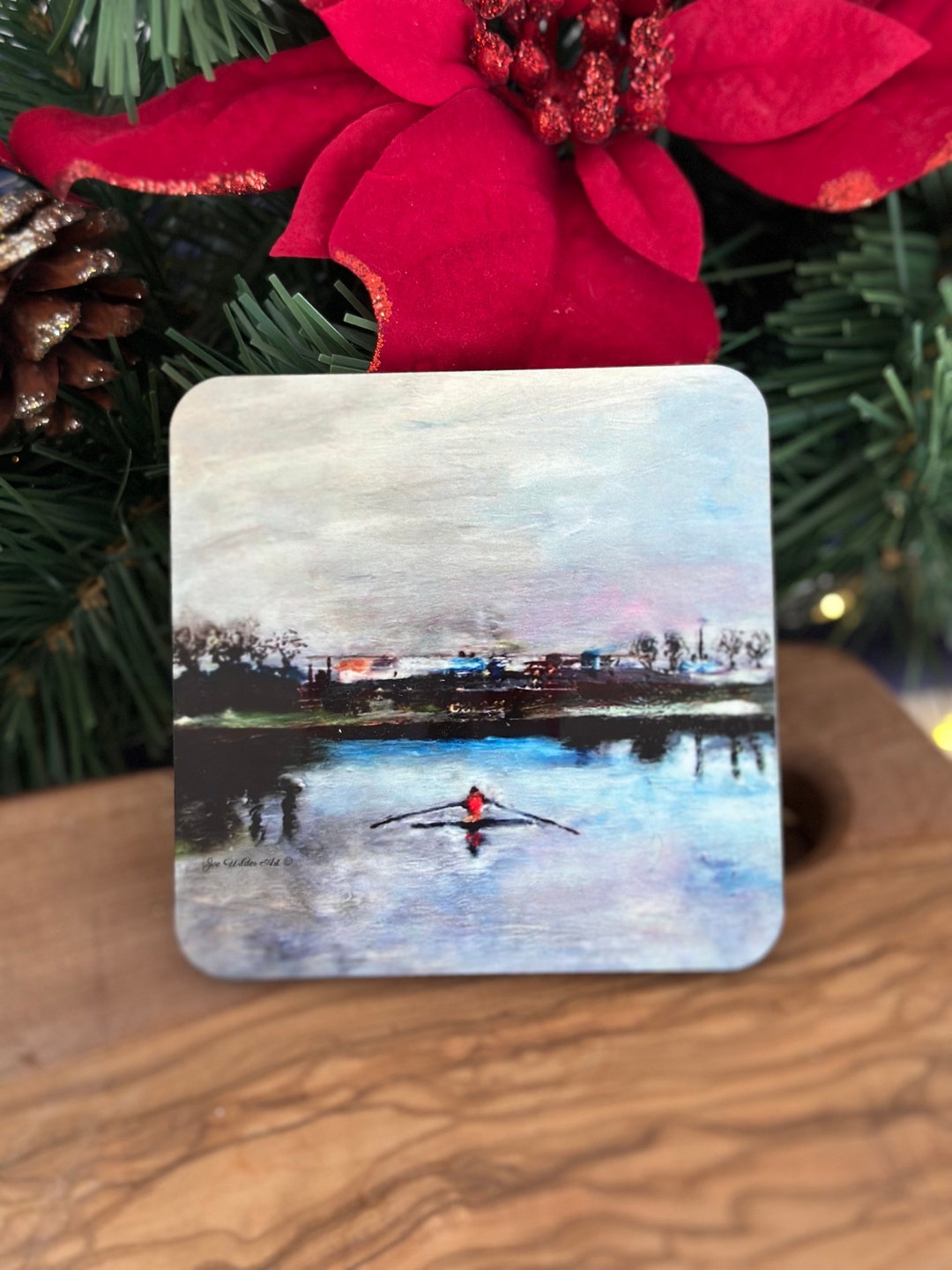 Set of 4 Rowing Gift Coasters Personalized Sculler Art Crew Coasters