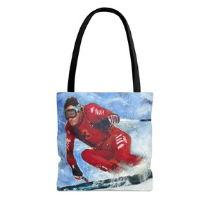 Skier Tote Bag  Skiing Tote  Tote Bag for Skier  Gift for Skier  Skier Accessories  Vintage Skier Painting