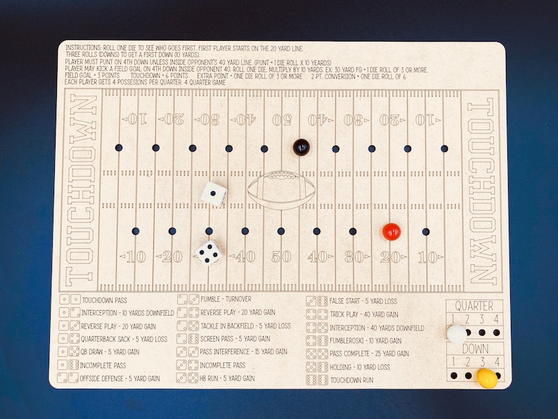 Football Dice Board Game Etsy
