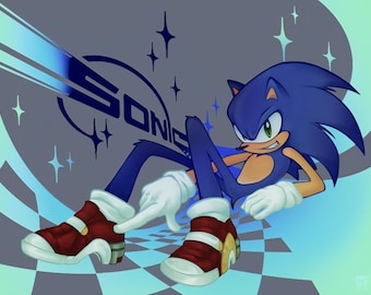 Sonic the Hedgehog 8.5"x11" Digital Art Print