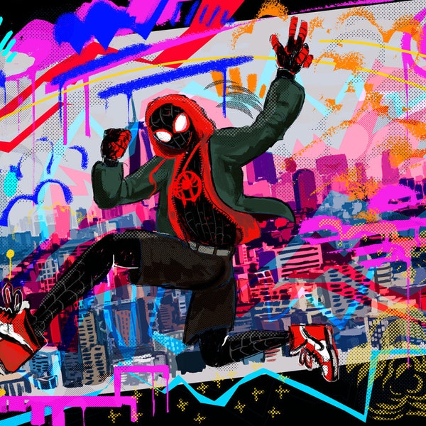 Springfield Miles Morales Hoodie - Graffiti Kapuzenpullover Für Jungen