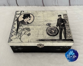 Steampunk Keepsake Box: Distressed Vintage Style, Masculine Gift