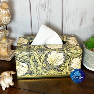 Tissue Box, William Morris Pimpernel Yellow Flowers, Rectangle Wooden Tissue Box Cover, Mothers day, Housewarming Gift, Gift for Coworkers