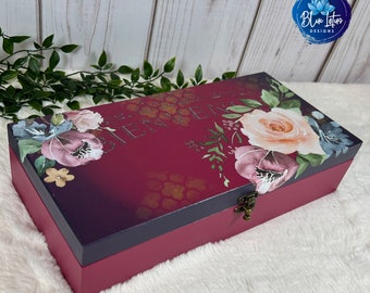 Jewelry Box, Floral Purple Shabby Chic Wooden Jewelry Storage