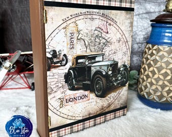 Keepsake Car Book Box, Secret Storage Box, Vintage Keepsake Box, Gifts for Men