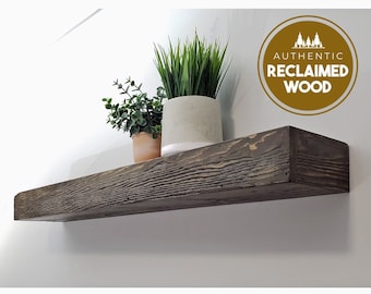 100% AUTHENTIC RECLAIMED WOOD Floating Shelf, Barn wood Shelf, Industrial, Rustic, Wall, Wooden, Mid Century Modern, Vintage, Farmhouse