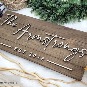 Personalized Farmhouse Wooden Sign Last Name Sign Wedding, Anniversary, or Christmas Gift Rustic Home Decor image 1