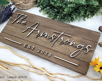 Personalized Farmhouse Wooden Sign | Last Name Sign | Wedding, Anniversary, or Christmas Gift | Rustic Home Decor