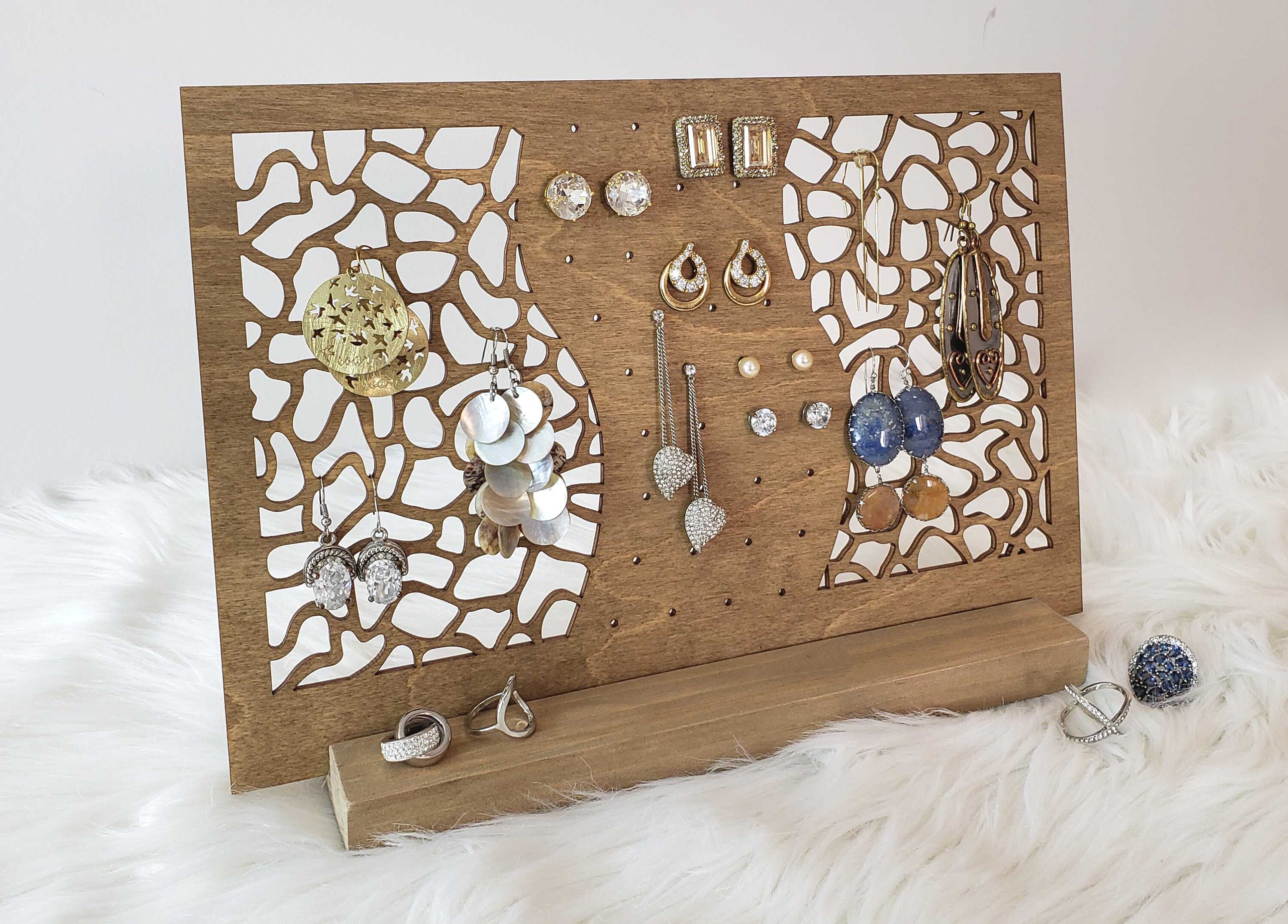 Wall Jewelry Organizer With Shelf, Dangle Earring Holder, Necklace Holder