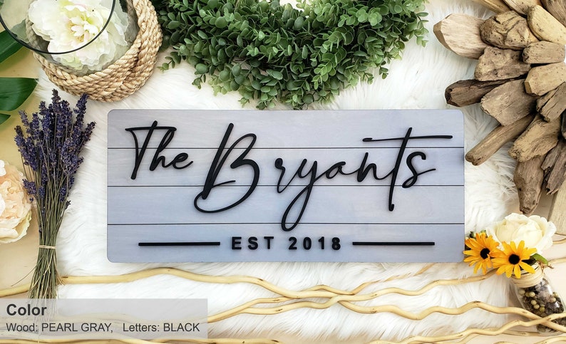 Personalized Farmhouse Wooden Sign Last Name Sign Wedding, Anniversary, or Christmas Gift Rustic Home Decor image 5