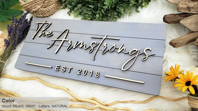 Personalized Farmhouse Wooden Sign Last Name Sign Wedding, Anniversary, or Christmas Gift Rustic Home Decor image 4