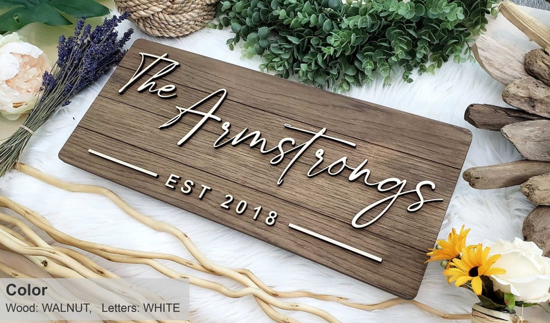 Personalized Farmhouse Wooden Sign Last Name Sign Wedding, Anniversary, or Christmas Gift Rustic Home Decor image 1