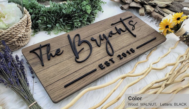 Personalized Farmhouse Wooden Sign | Last Name Sign | Wedding, Anniversary, or Christmas Gift | Rustic Home Decor