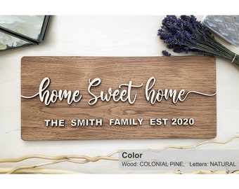 Personalized Farmhouse Wooden Sign | Last Name Sign | Wedding, Anniversary, or Christmas Gift | Home Sweet Home Sign