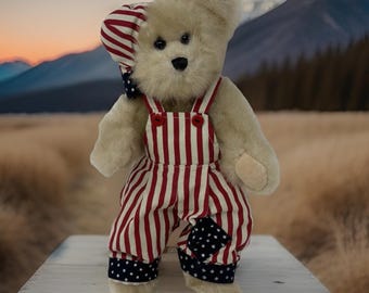 VTG Patriotic Teddy Bear Plush SKM The Cherish Teddies Collection 4th of July