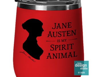 Jane Austen Spirit Animal Stemless Wine Tumbler | Pride and Prejudice, The Other Bennet Sister, Regency Book Lover, Literary Gift, Book Club