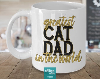 Personalized Pet Photo Mug Gift for Cat Lovers | Greatest Cat Dad in the World | Cat Mug for Men