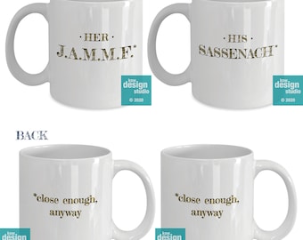 Outlander Gift | Sassenach JAMMF His and Her Mugs | Coffee Mug Set, Jamie and Claire, Couple Mug Set, Funny Romantic Gift
