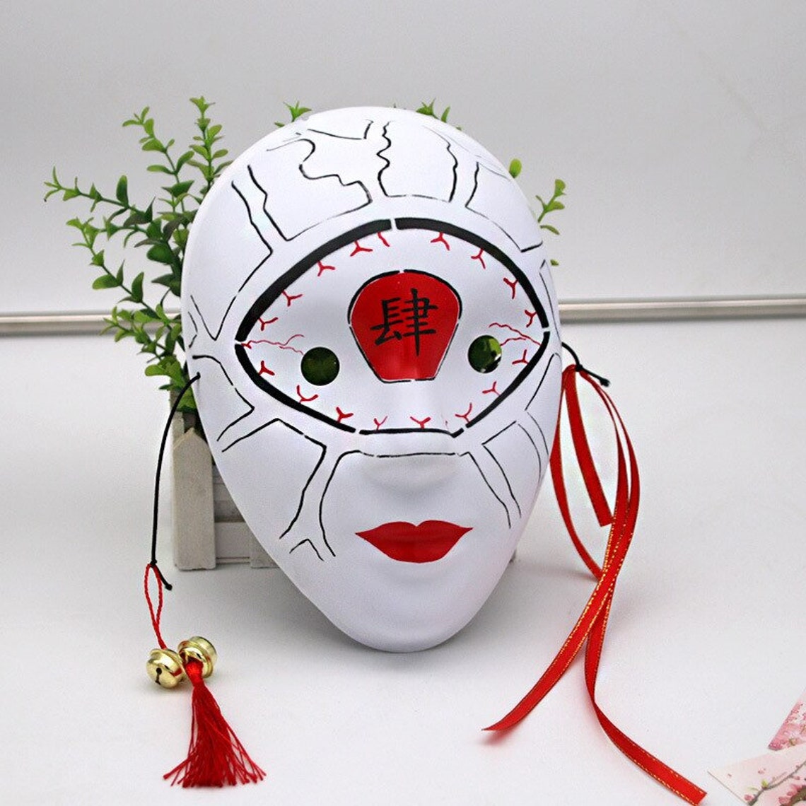 Japanese Anime Cosplay Masks Kabuki Kitsune PVC Full Face Fox Etsy