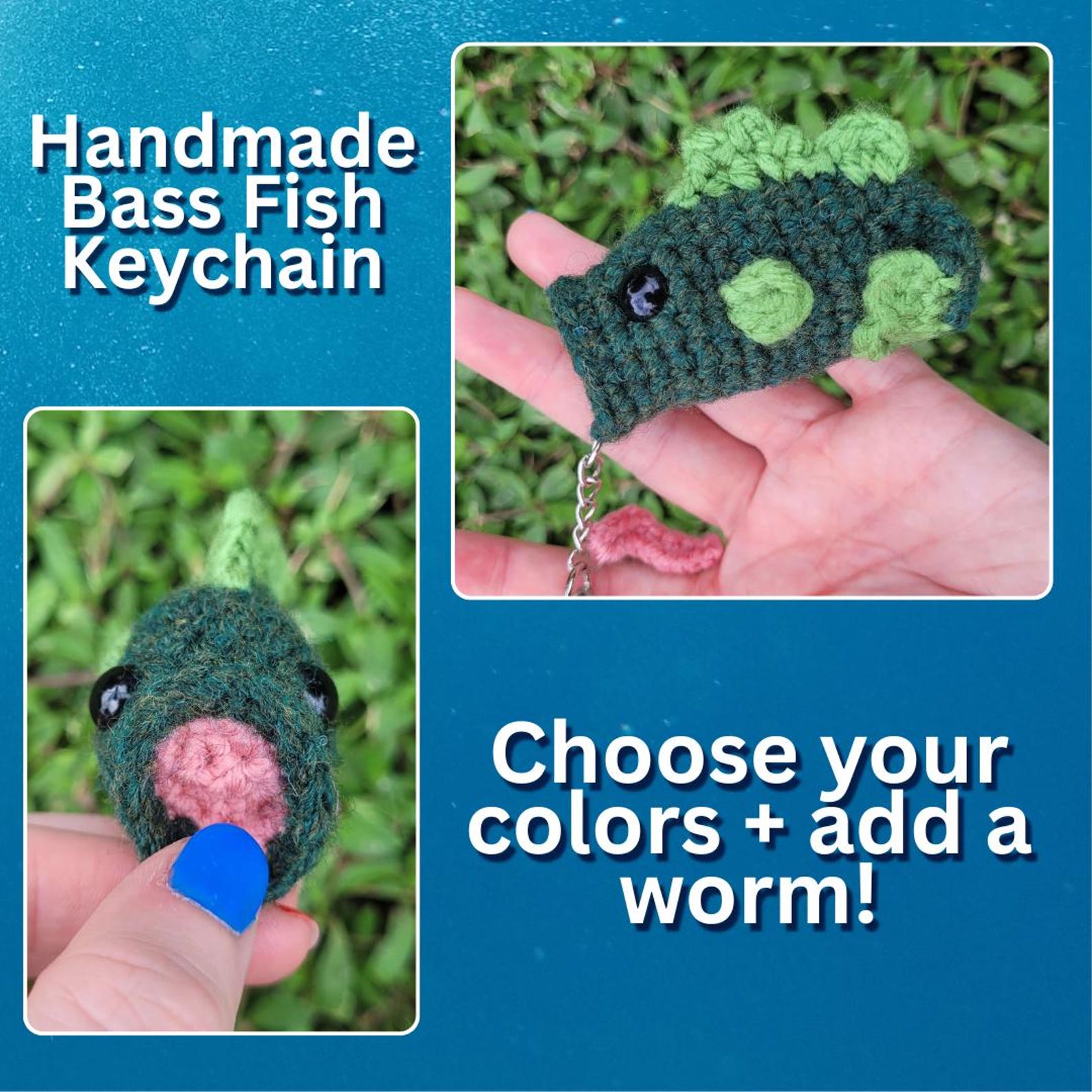 Bass Fish Keychain - Handmade Crochet - Etsy