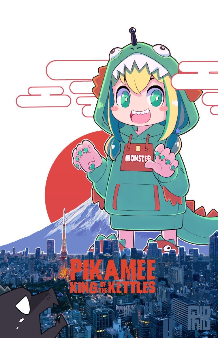 BQXZAKG Pikamee VTuber Hoodie Merch 3D Anime Casual Long Sleeve