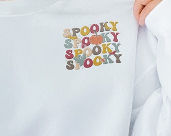 Spooky Sweatshirt, Embroidered Halloween Sweatshirt, Halloween Crewneck, Unisex Sweatshirt, Aesthetic Crewneck, Spooky Season