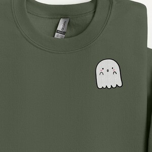 Cute Kawaii Ghost Sweatshirt, Embroidered Halloween Sweatshirt, Halloween Crewneck, Unisex Sweatshirt, Aesthetic Crewneck, Spooky Season