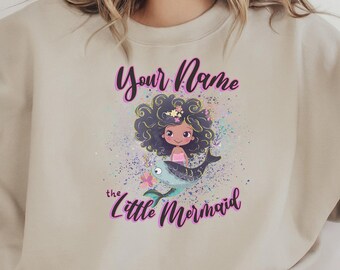 Custom Little Mermaid Shirt, Black Girl Magic Shirt, Girl Mermaid Tee, Black Mermaid Shirt, Black Ariel Shirt, Princess Shirt, Gifts for Her