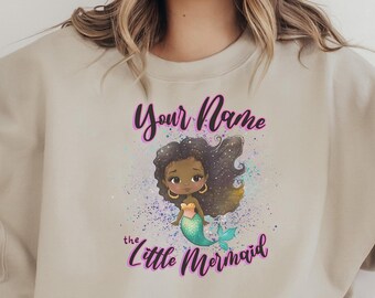 Custom Little Mermaid Shirt, Black Girl Magic Shirt, Girl Mermaid Tee, Black Mermaid Shirt, Black Ariel Shirt, Princess Shirt, Gifts for Her