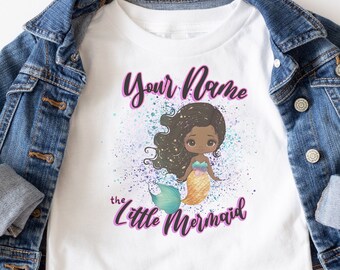 Custom Little Mermaid Shirt, Black Girl Magic Shirt, Girl Mermaid Tee, Black Mermaid Shirt, Black Ariel Shirt, Princess Shirt, Gifts for Her