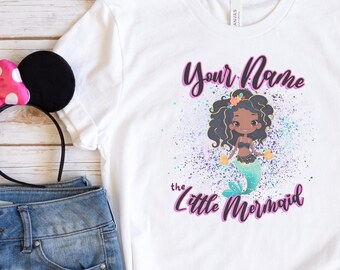 Custom Little Mermaid Shirt, Black Girl Magic Shirt, Girl Mermaid Tee, Black Mermaid Shirt, Black Ariel Shirt, Princess Shirt, Gifts for Her