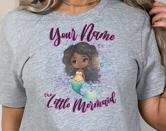 Custom Little Mermaid Shirt, Black Girl Magic Shirt, Girl Mermaid Tee, Black Mermaid Shirt, Black Ariel Shirt, Princess Shirt, Gifts for Her