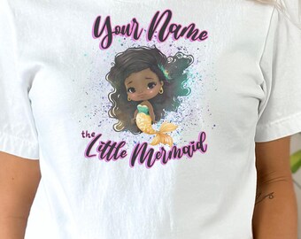 Custom Little Mermaid Shirt, Black Girl Magic Shirt, Girl Mermaid Tee, Black Mermaid Shirt, Black Ariel Shirt, Princess Shirt, Gifts for Her