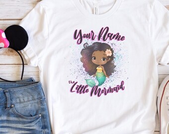Custom Little Mermaid Shirt, Black Girl Magic Shirt, Girl Mermaid Tee, Black Mermaid Shirt, Black Ariel Shirt, Princess Shirt, Gifts for Her