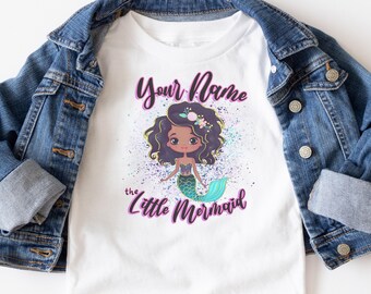 Custom Little Mermaid Shirt, Black Girl Magic Shirt, Girl Mermaid Tee, Black Mermaid Shirt, Black Ariel Shirt, Princess Shirt, Gifts for Her