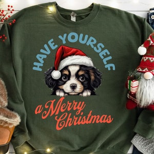 Dog Peeking Merry Christmas Sweatshirt, XMAS Christmas Shirt, Dog Holiday Christmas Crewneck, Dog Lovers Sweatshirt,  Holiday sweatshirts
