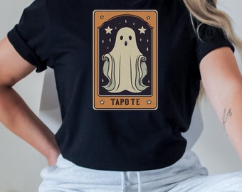 T-shirt d’Halloween Ghost Tarot, Chemise d’Halloween de carte de tarot, esthétique goth, chemise de carte de tarot de sorcière, cadeau pour les femmes, cadeau d’amant de tarot