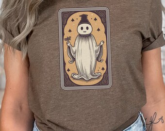 Camiseta de Halloween del tarot fantasma, camisa de Halloween de la carta del tarot, estética gótica, camisa de la carta del tarot brujo, regalo para las mujeres, regalo del amante del tarot