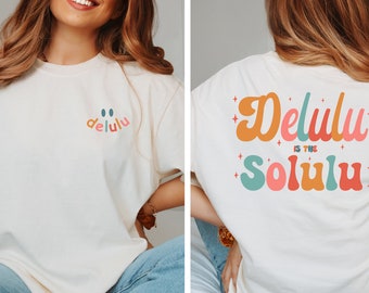 Delulu ist der Solulu Lustiges T-Shirt, Delulu Meme Shirt, Lustiges Delulu TShirt, Lustiges Manifestierendes Shirt, Groovy Retro Shirt