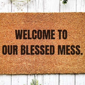 Funny Christian Doormat | Faith Based Housewarming Gift | Welcome Mat | Funny Welcome Rug Housewarming | Christian Door Mat | Christian Home